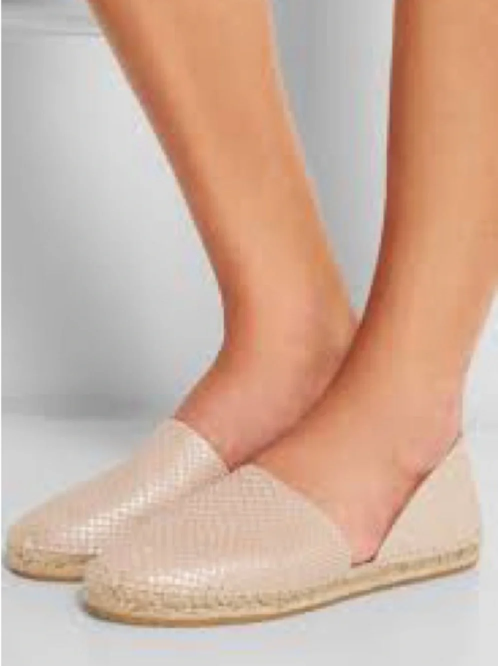JIMMY CHOO Beige Pearl Embossed Snakeskin Leather Dreya D'Orsay Flat Espadrilles